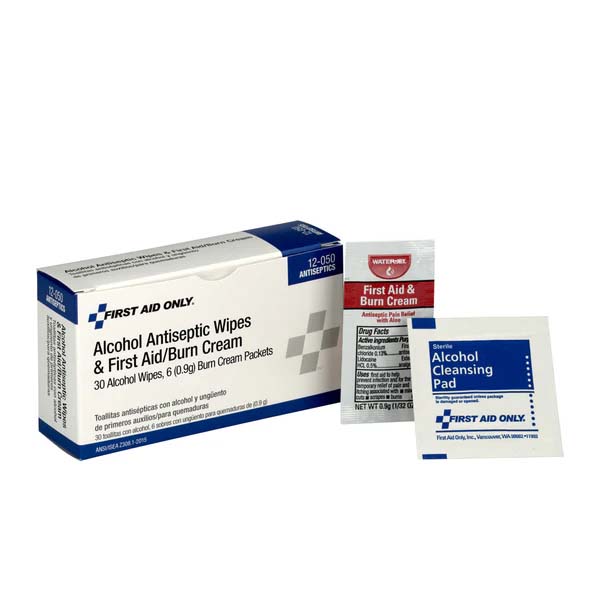 Antiseptic Unit Includes: (30) Wipes, (6)First Aid Burn Cream